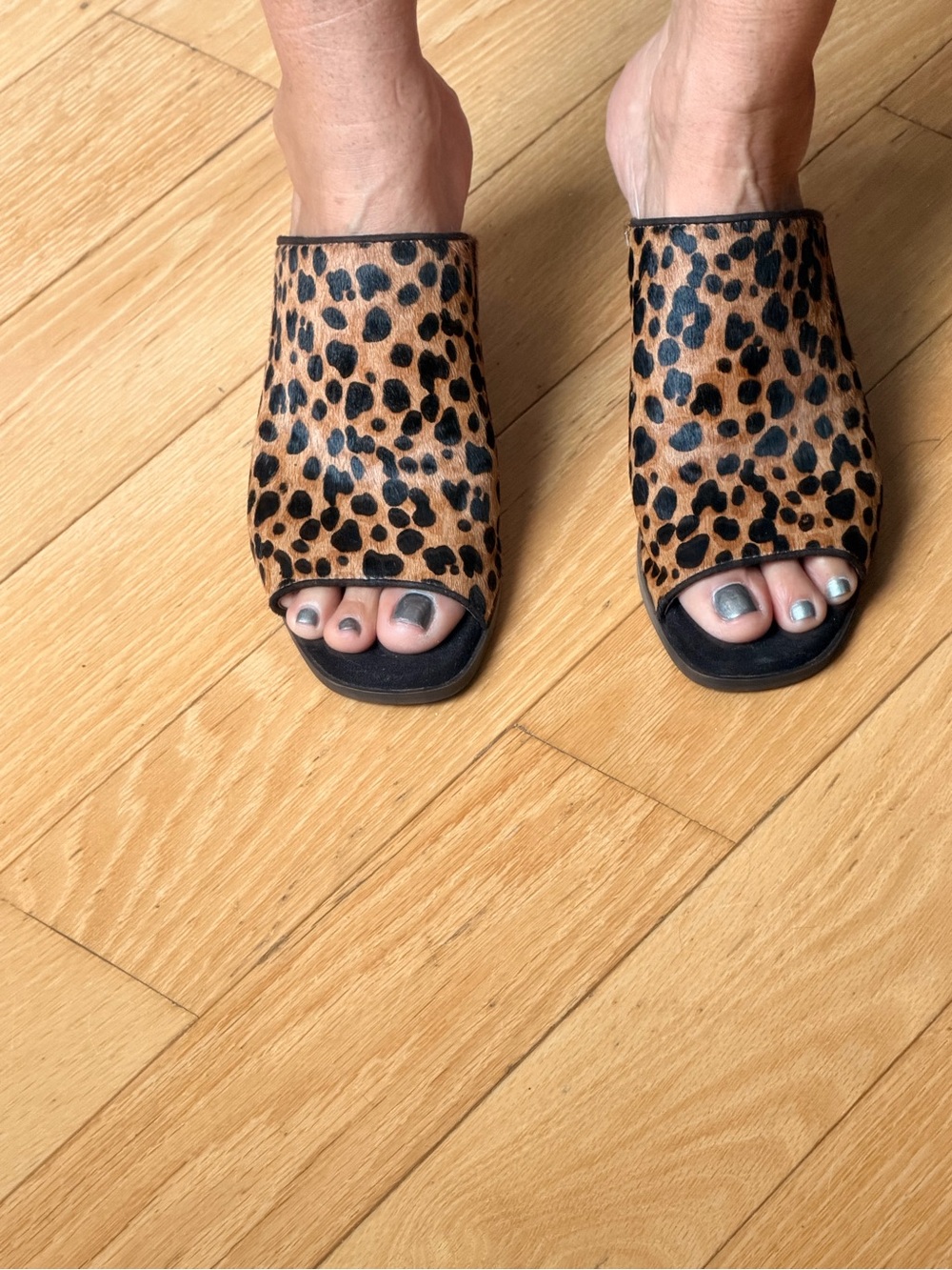 Rockport Leopard Print Open Toe Slide Mules